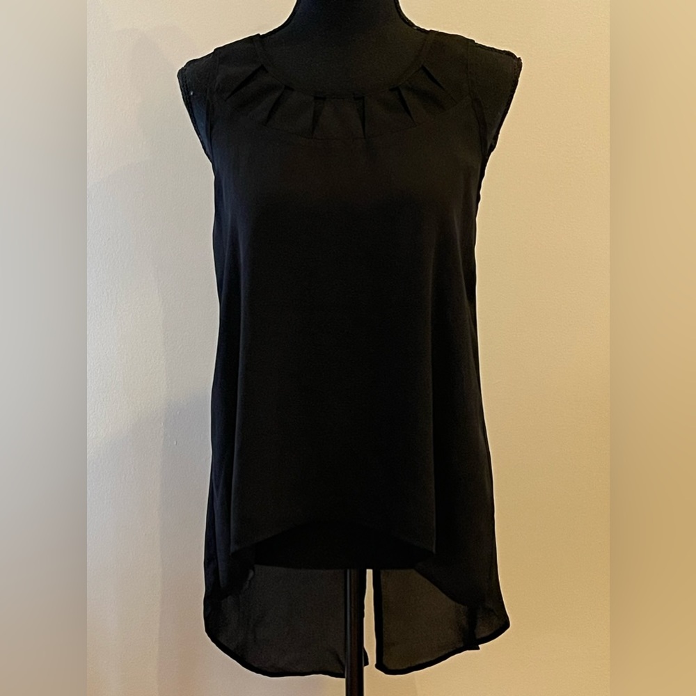 New Allison Brittney S Black High Low Blouse with Neck‎ Line Cut Outs